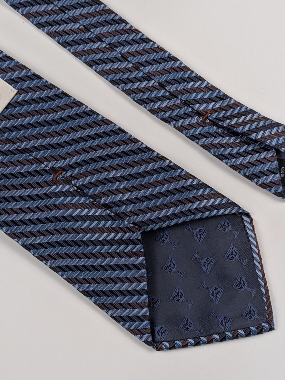 Dion Signature Mens Blue Brown Striped 100% Italian Silk Tie Canada Corpcore